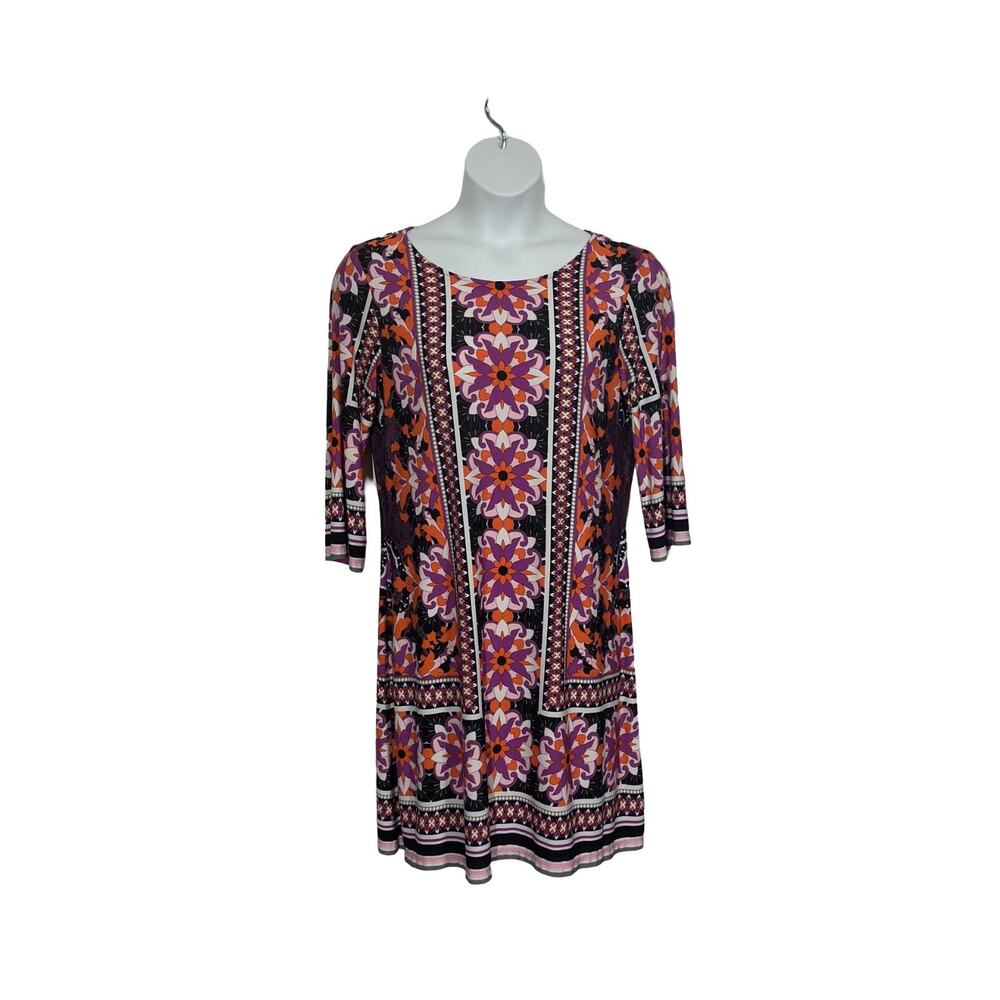 Women's size large purple multi colored long sleeve knee length dress
